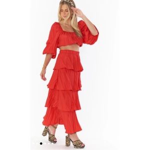 Show Me Your Mumu Full Swing Skirt/ Keepsake
Crop Top Set